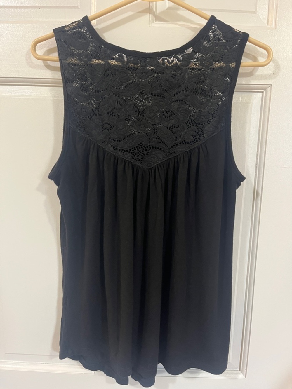Black Lace Yoke Sleeveless top